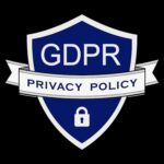 Icona blu e bianca riportante la scritta "GDPR - privacy policy" e contenente l'immagine di un lucchetto